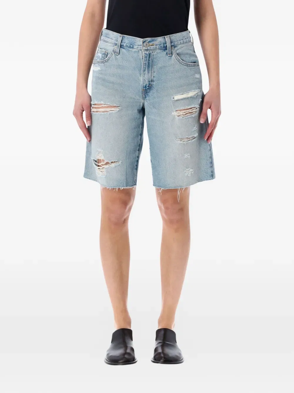 Широкие джинсовые шорты в стиле «папа» с потертостями Levi'S, синий