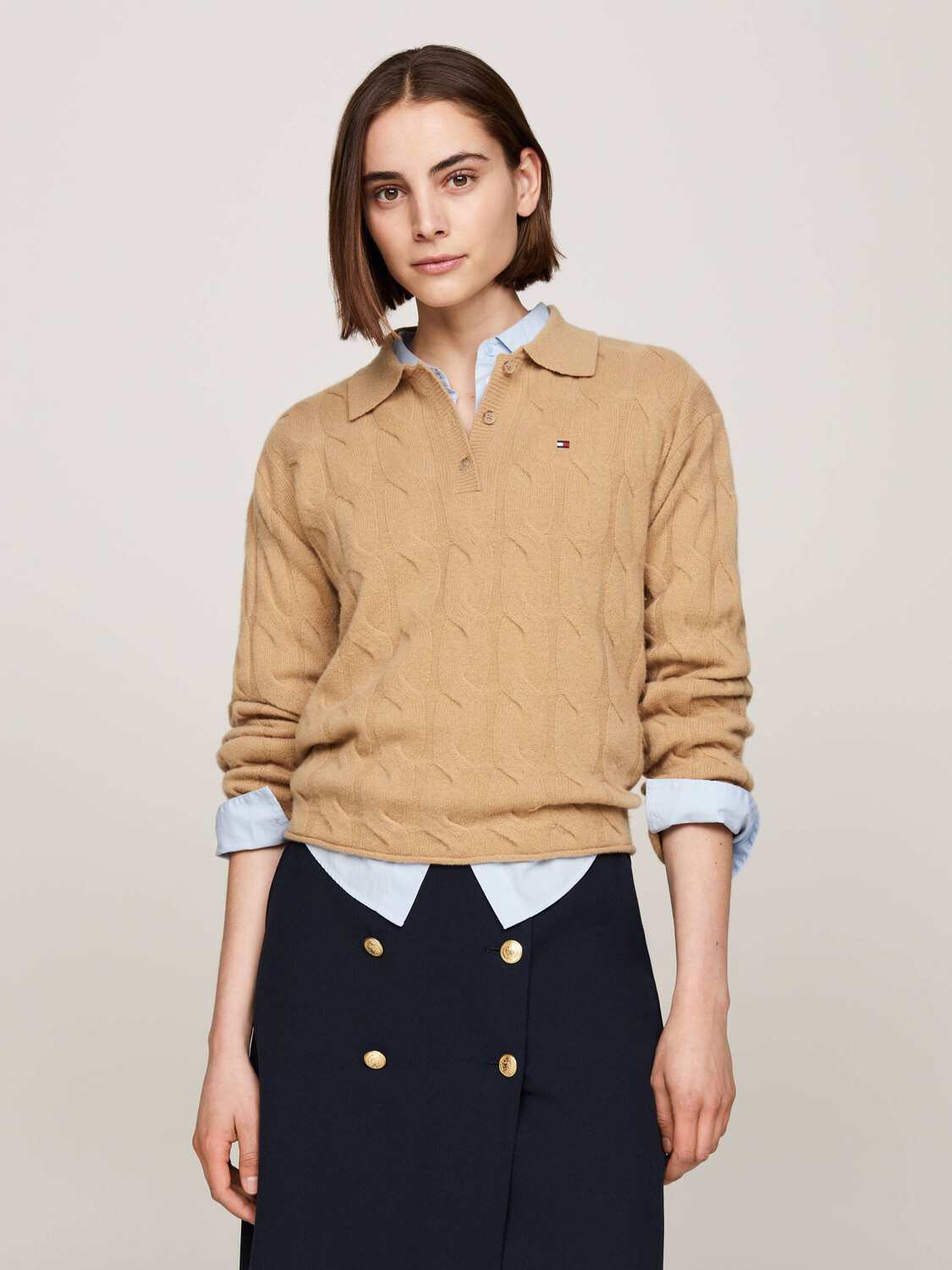 

Свитер из шерсти Tommy Hilfiger Loose fit, бежевый
