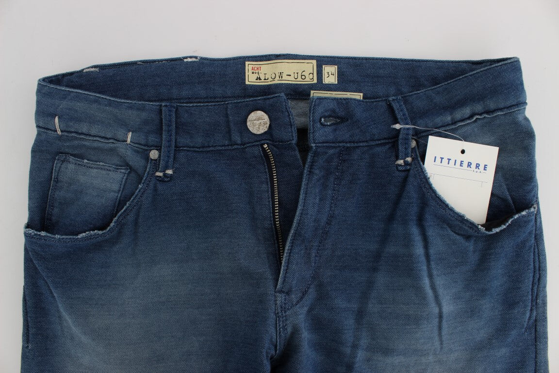 

Итальянские мужские брюки Acht Slim Fit Wash, синий
