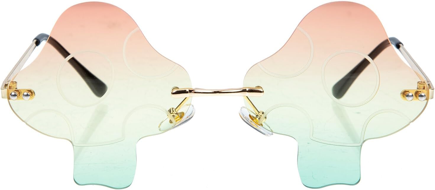 

Женские солнцезащитные очки SUPVOX без оправы в форме гриба, винтажные очки без оправы с золотой оправой, креативный аксессуар для вечеринок и рейвов, стильный нестандартный дизайн, легкая защита от УФ-излучения