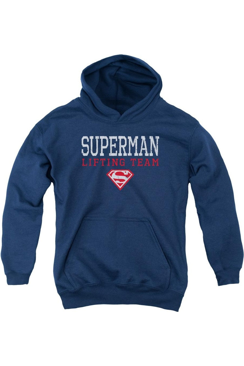 

Детская толстовка с капюшоном Superman Lifting Team Gildan, темно-синий
