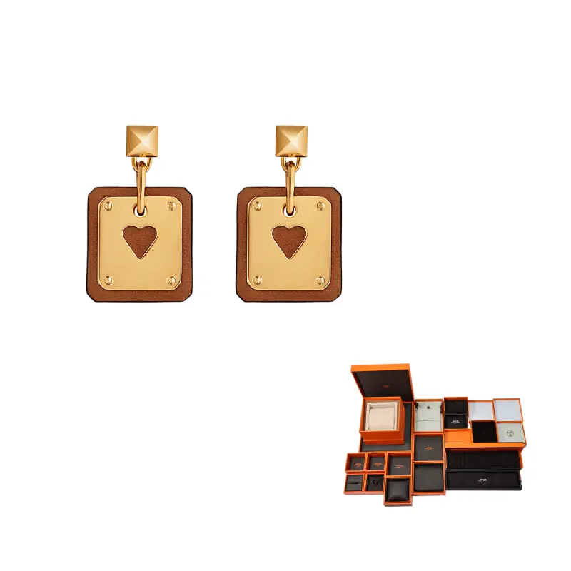 

HERMES As De Coeur серьги из телячьей кожи для женщин