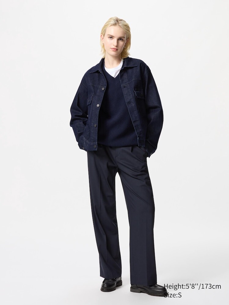 

Широкие брюки со складками Uniqlo, цвет 69 синий