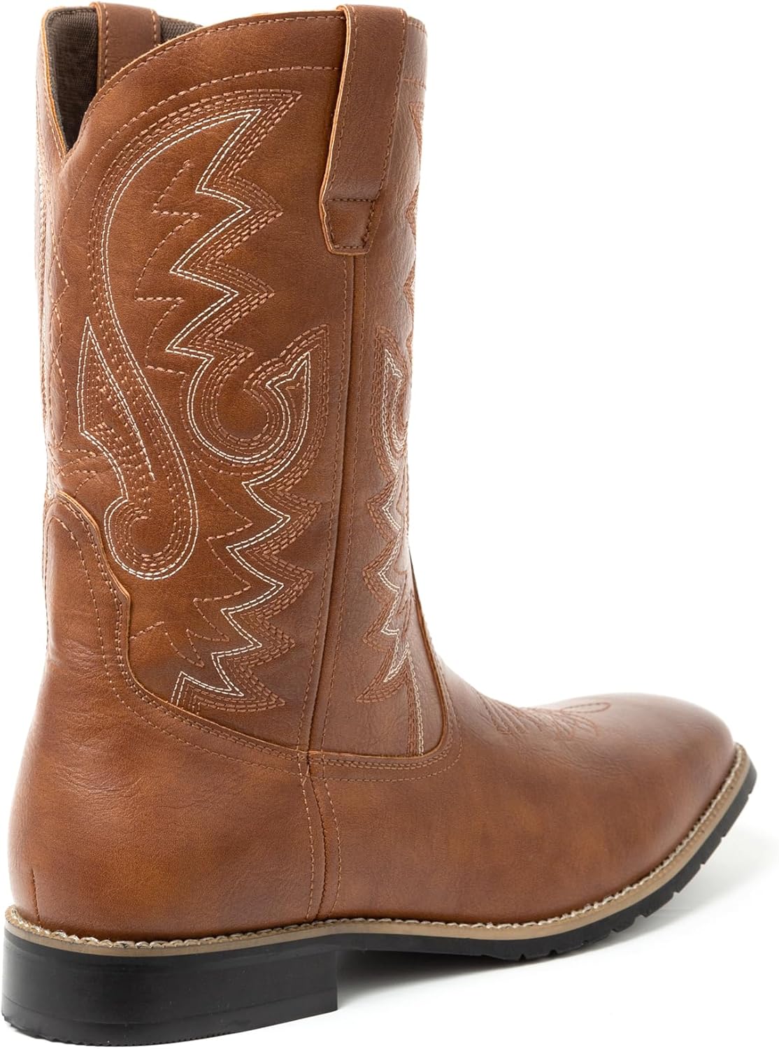Мужские ковбойские сапоги Metrocharm Western-02 с вышивкой, квадратный носок, средняя голень, коричневый — фото 3