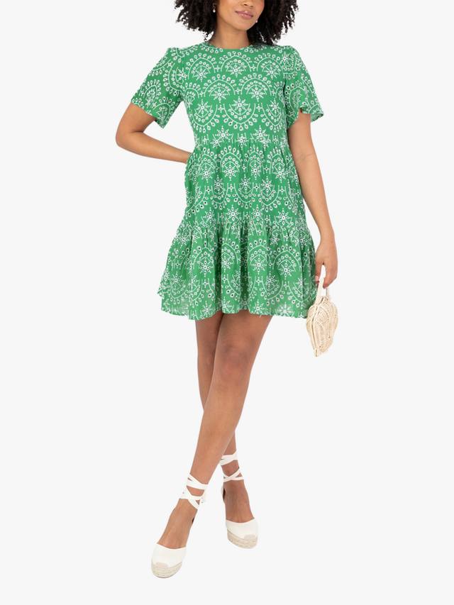 

Вышитое платье мини с ярусами Lovedrobe, Green/ White