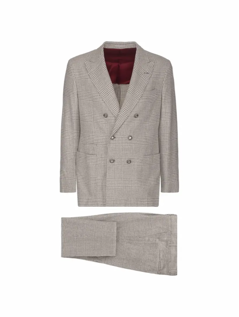 

Шерстяной костюм в клетку Brunello Cucinelli, серый