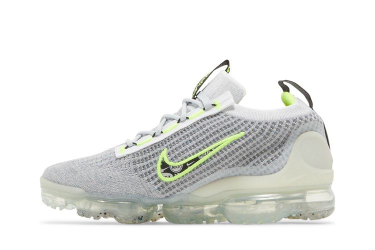Кроссовки Nike Air VaporMax 2021 Flyknit GS 'Wolf Grey Volt', серый — фото 4