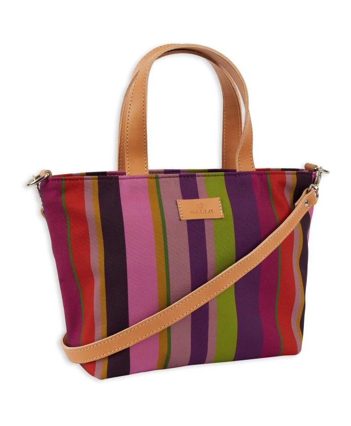 

Маленькая женская сумка шопер фиолетового цвета с разноцветными полосками Gallo, мультиколор