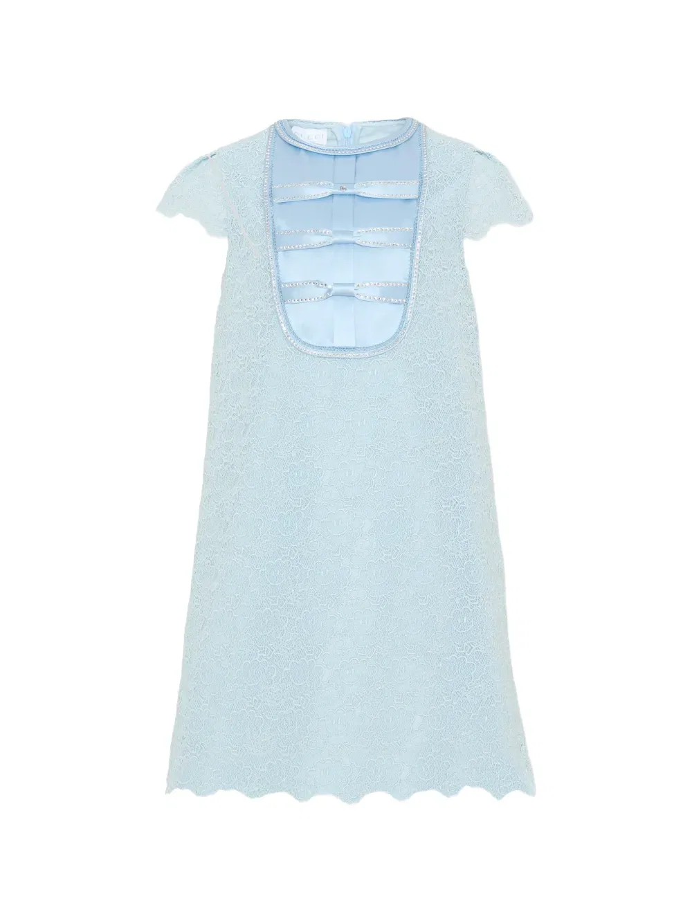 Кружевное платье, украшенное бантом Gucci Kids, синий