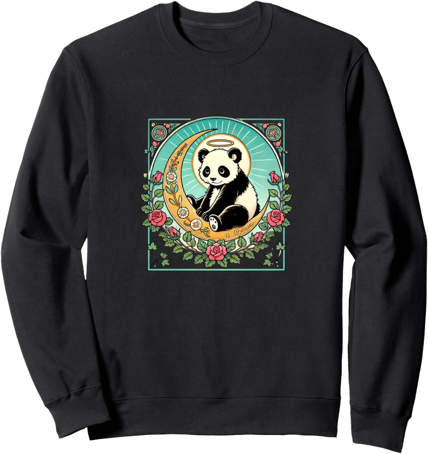 

Иллюстрация панды в стиле модерн, толстовка с изображением панды Retro Panda Bears Lovers Snugg, черный