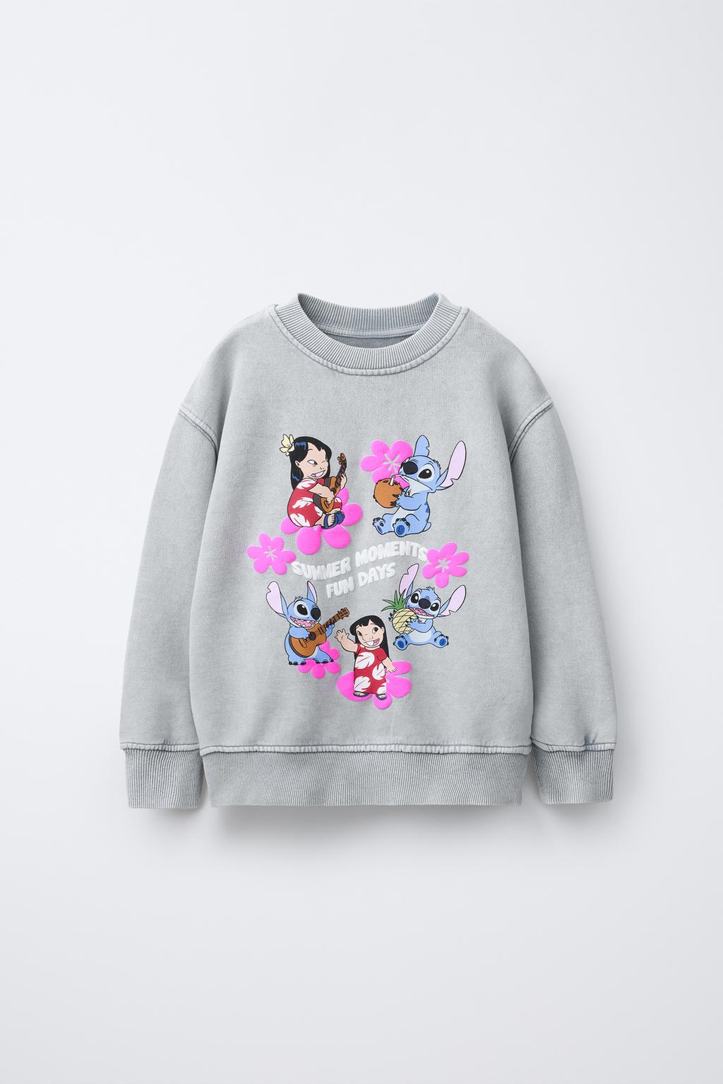 

Лило и стич выцветшая толстовка disney ZARA, антрацитовый серый