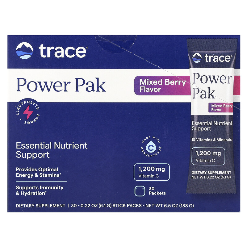 

Trace, Power Pak, с ягодным вкусом, 30 пакетиков, 6,1 г (0,22 унции) каждый