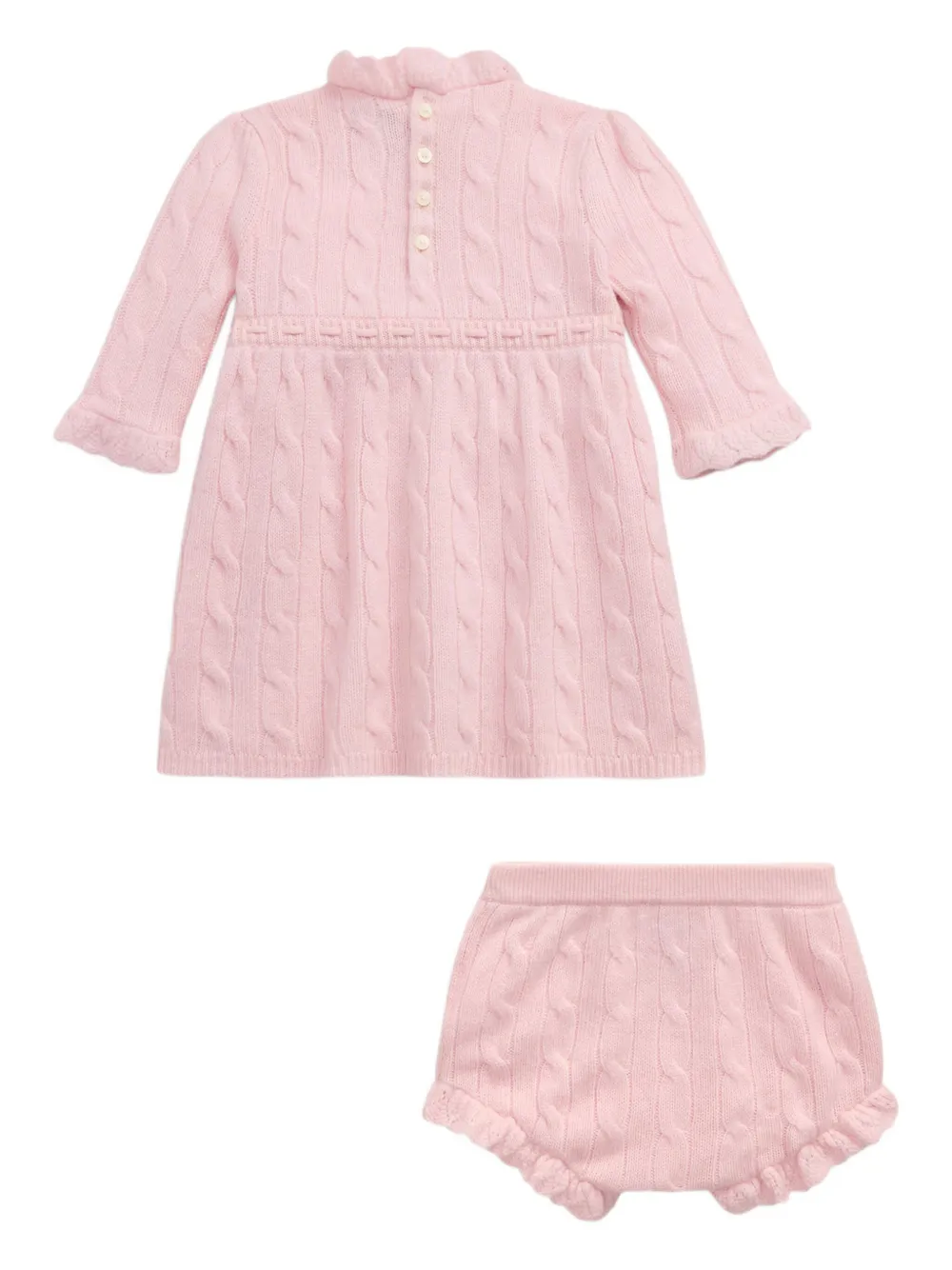 Комплект из платья и джемпера фактурной вязки POLO RALPH LAUREN KIDS, розовый — фото 2