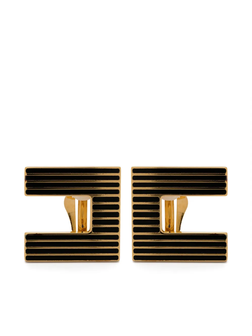 

Серьги в полоску с логотипом Elisabetta Franchi, золотистый