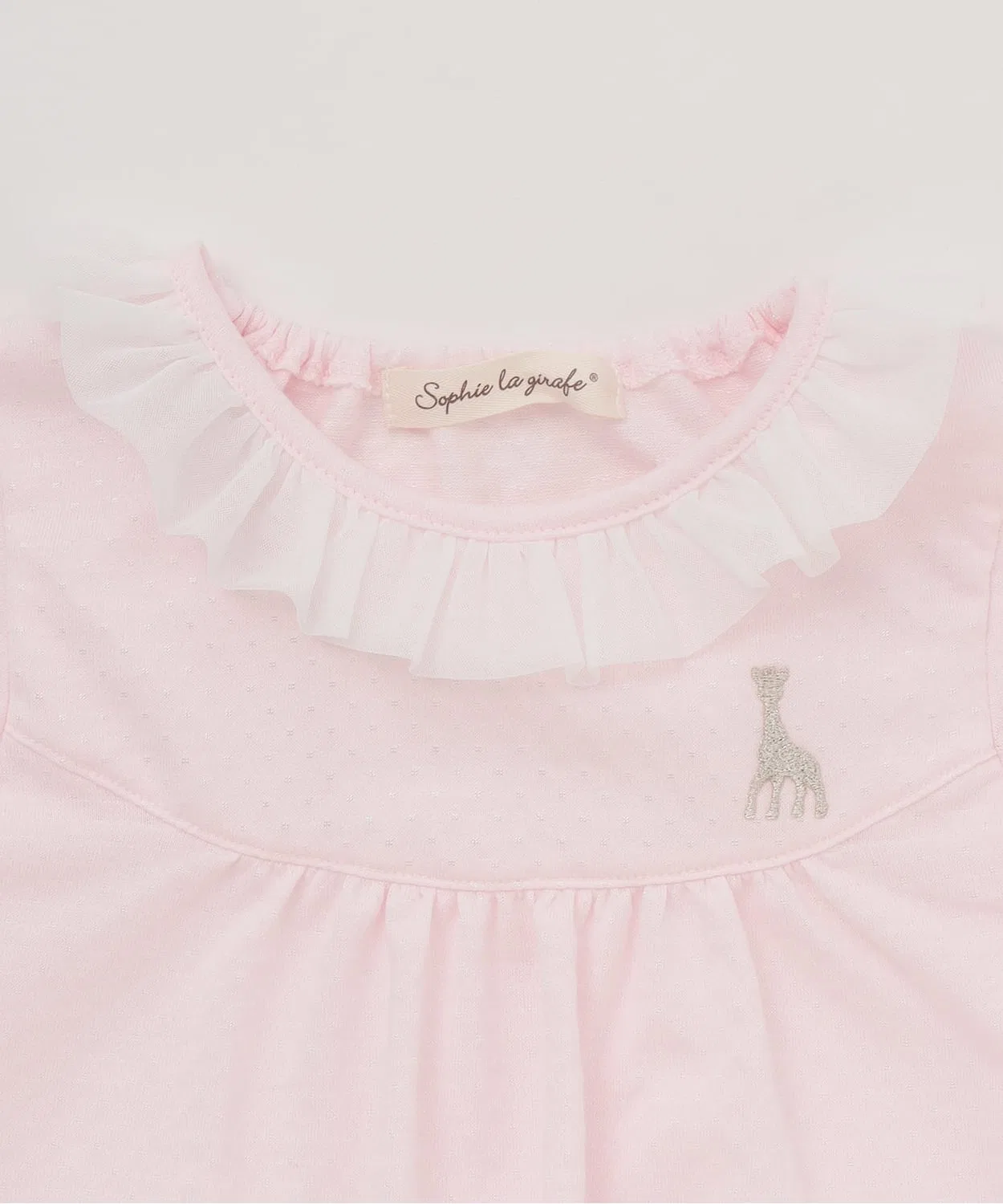 Детская футболка Sophie la girafe из хлопка с вышивкой, розовая — фото 3
