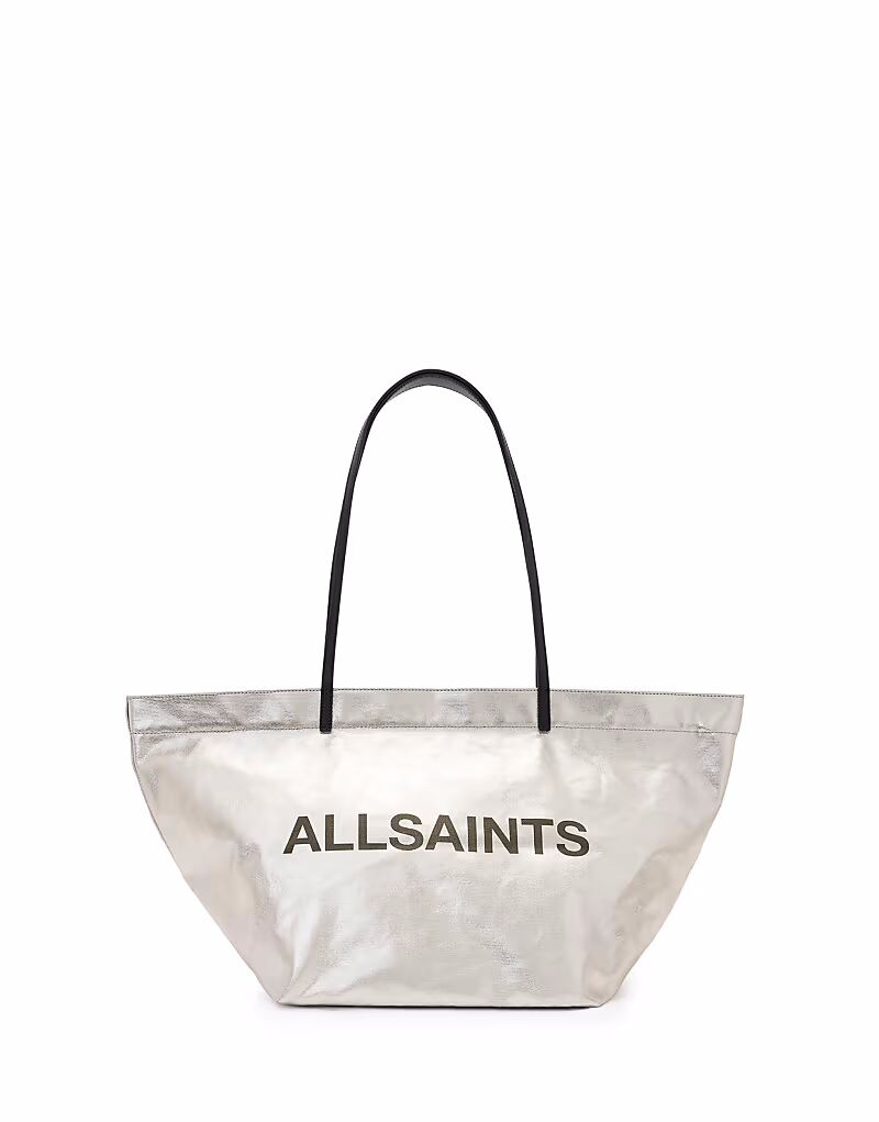 

Серебристая холщовая сумка-тоут Allsaints serafina