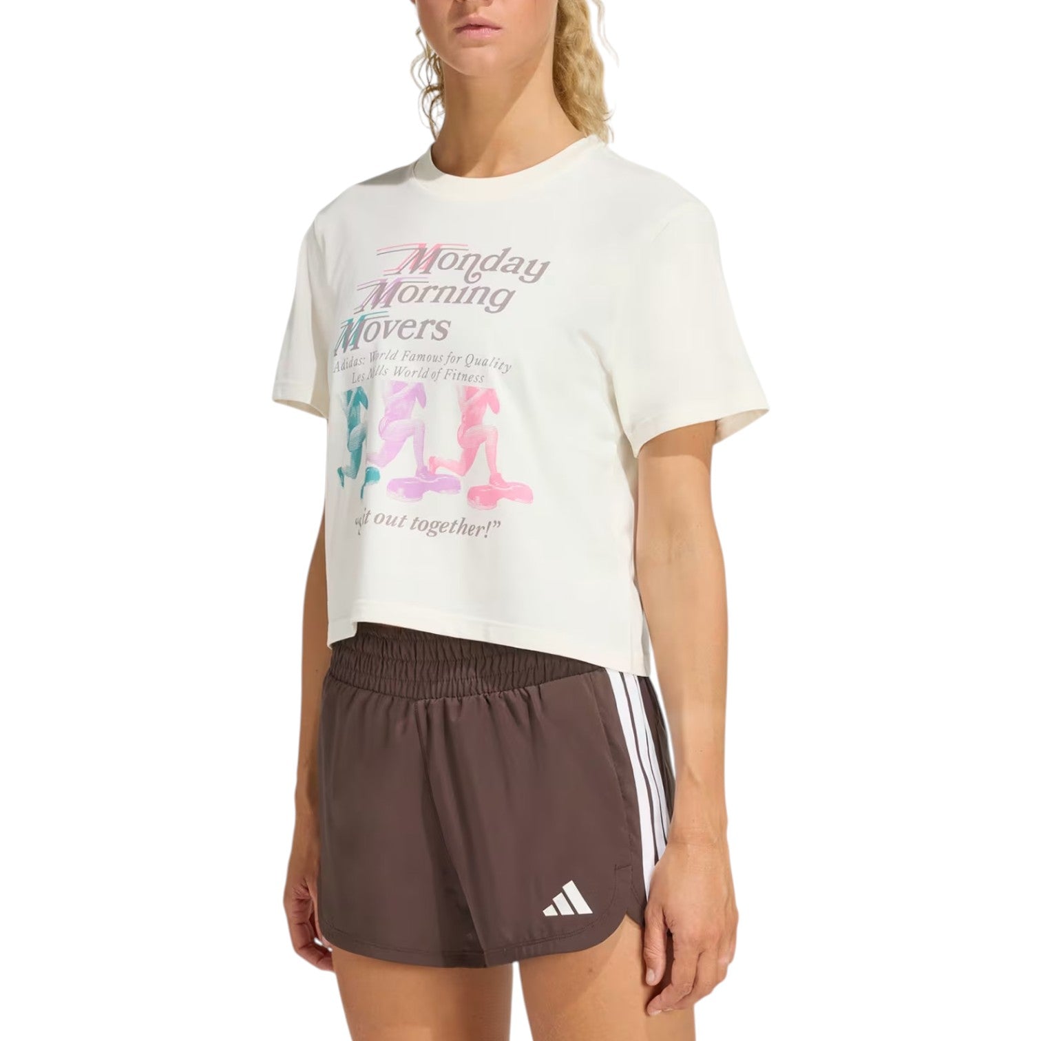 (WMNS) Футболка Adidas x Les Mills Movers Graphic T-Shirt 'Off White' — фото 2
