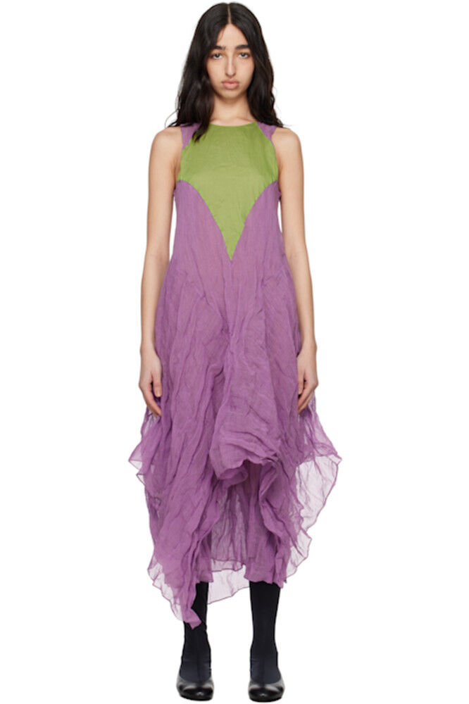 

Платье макси без рукавов Shura Purple & Green Kiko Kostadinov