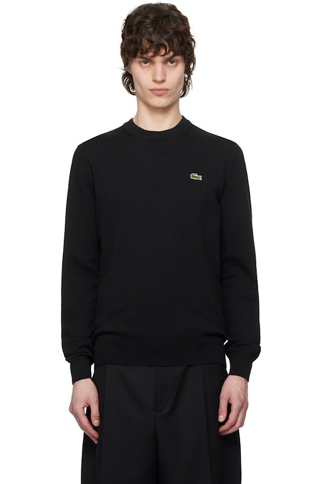 

Хлопковый свитер с круглым вырезом Lacoste, черный
