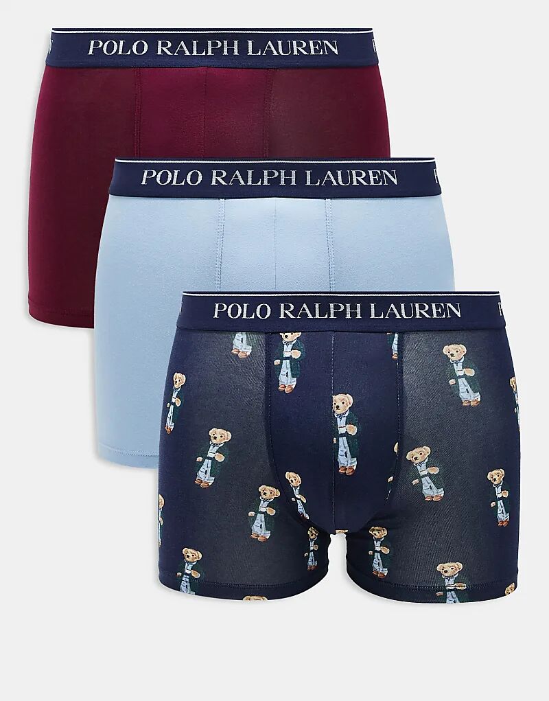 

Комплект из 3 трусов-боксеров с логотипом на поясе в красно-синем цвете Polo Ralph Lauren
