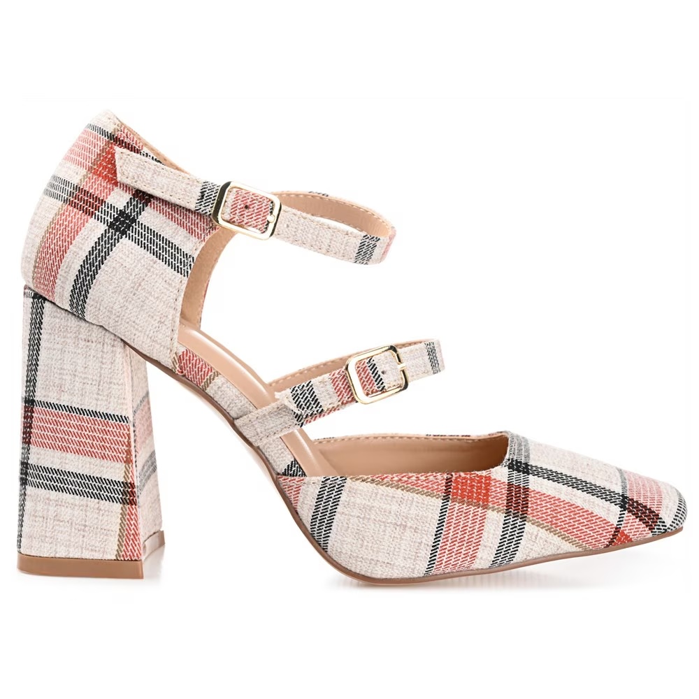 Туфли на ремешке Isadorah Mary Jane от Journee, tan/plaid synthetic — фото 2