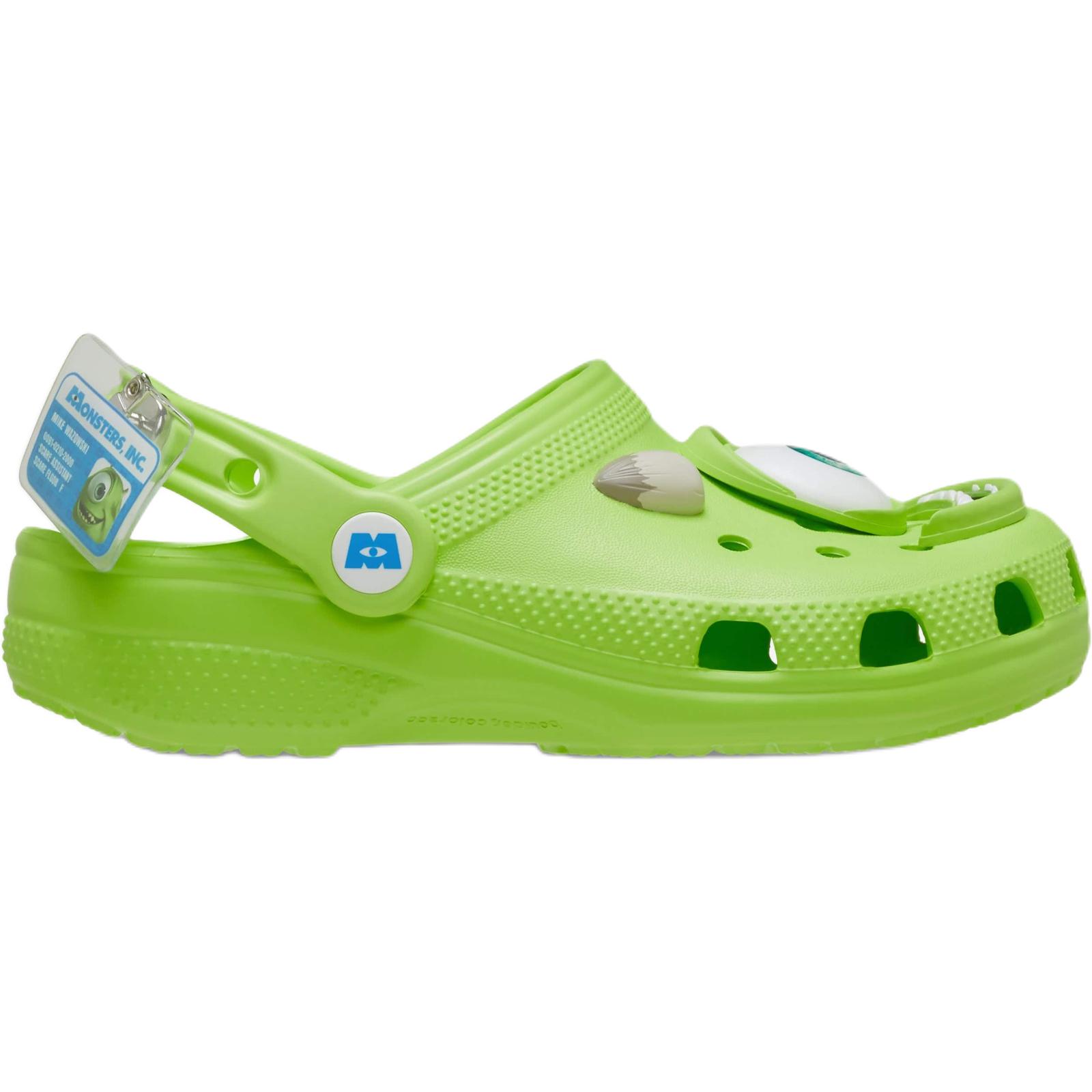 Сандалии детские Monsters Inc x Classic Clog с противоскользящим покрытием и износостойкими низкими берцами Crocs, зеленый — фото 2