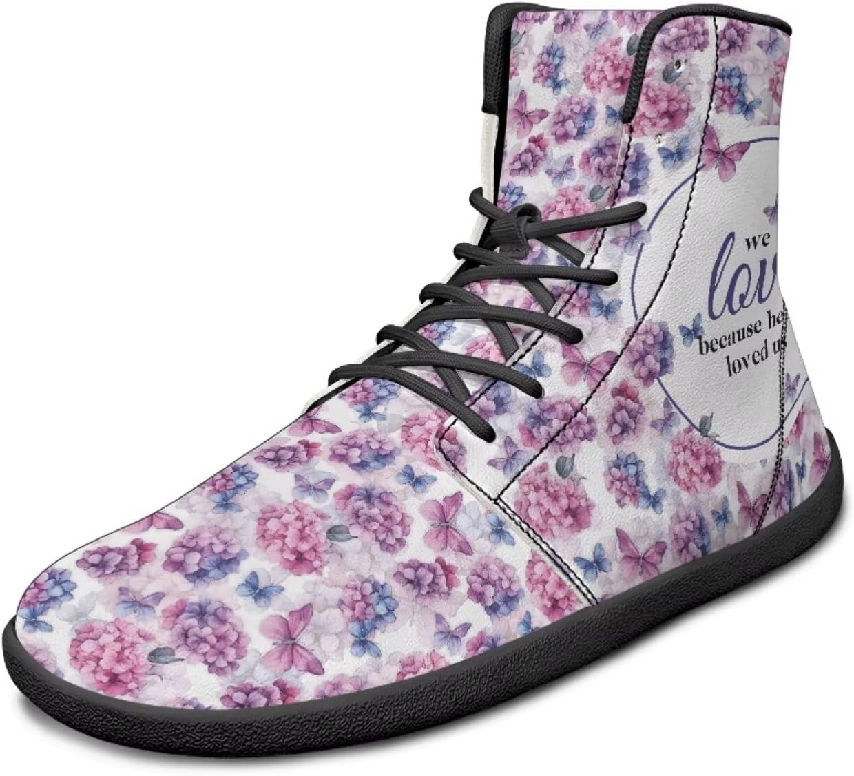 

High Top Bible Faith обувь Мужские кроссовки с резиновой подошвой Босиковые ботинки Заземленные обувь Противоскользящие спортивные кроссовки Watdotory, Bible Butterfly Hydrangea Print