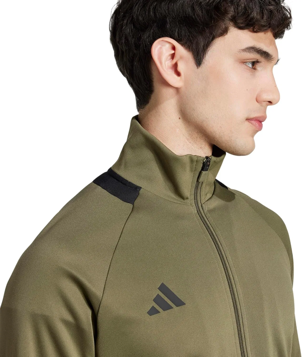 Мужская куртка Sereno Cut 3-Stripes Slim Track Jacket, adidas, оливково-серый/черный — фото 4