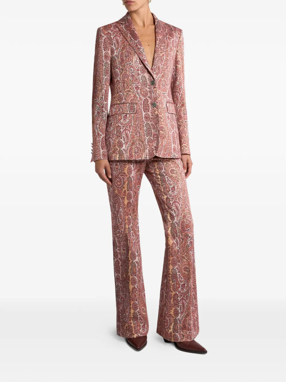 Однобортный жаккардовый пиджак Etro, красный — фото 2