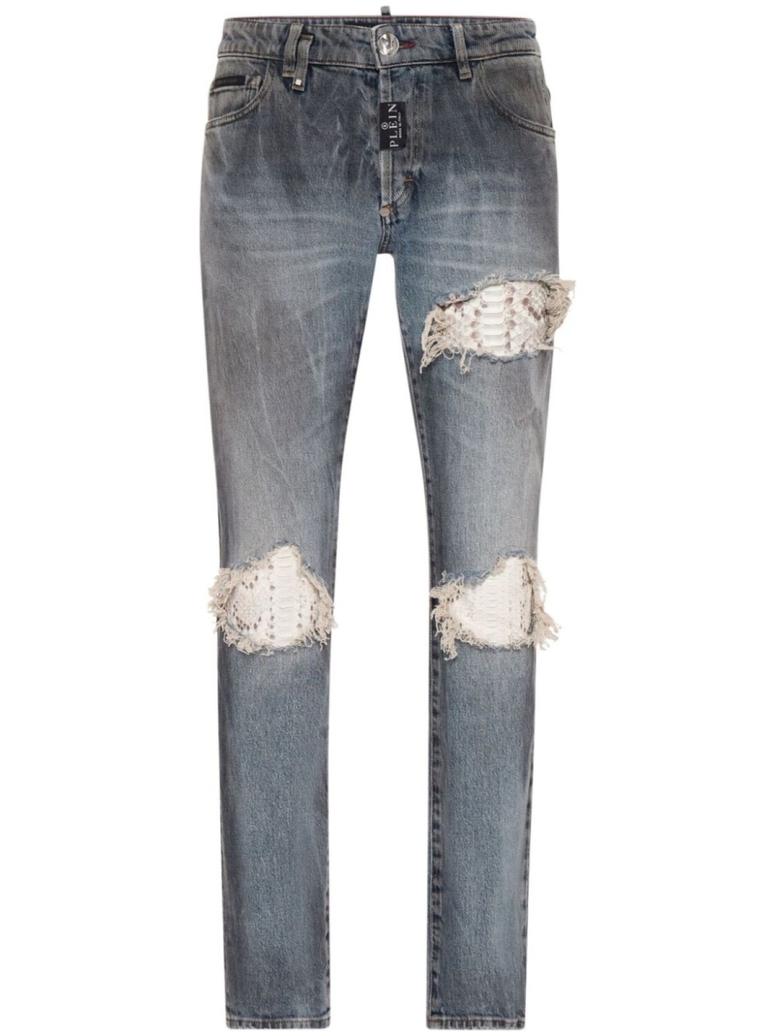 

Philipp Plein прямые джинсы с прорезями, серый