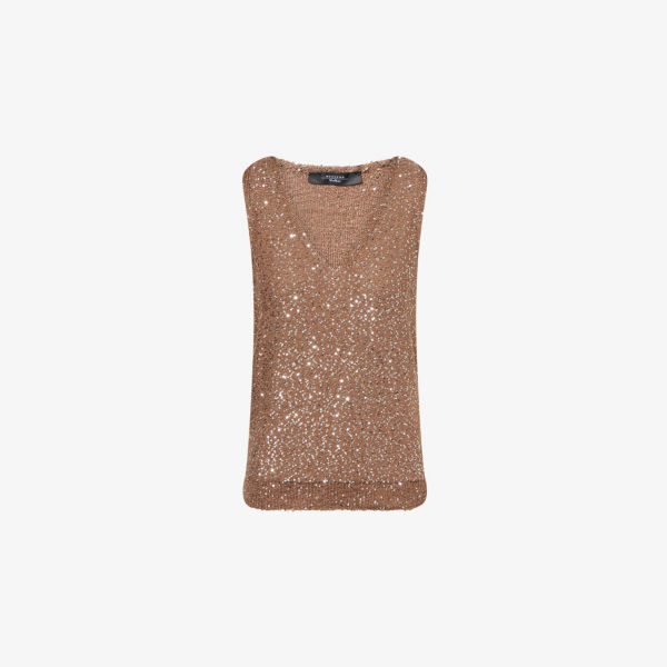

Топ с пайетками Acaici вязаный Weekend Max Mara, цвет marron glace