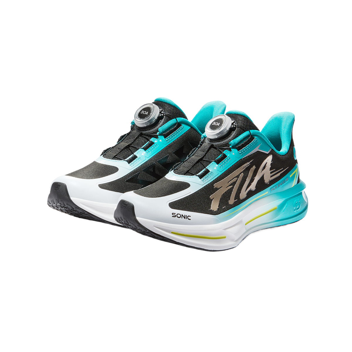 Кроссовки для бега низкие детские SPEED 6 с амортизацией Fabric Cushioning Rebound FILA KIDS, черный chromium зеленый — фото 4