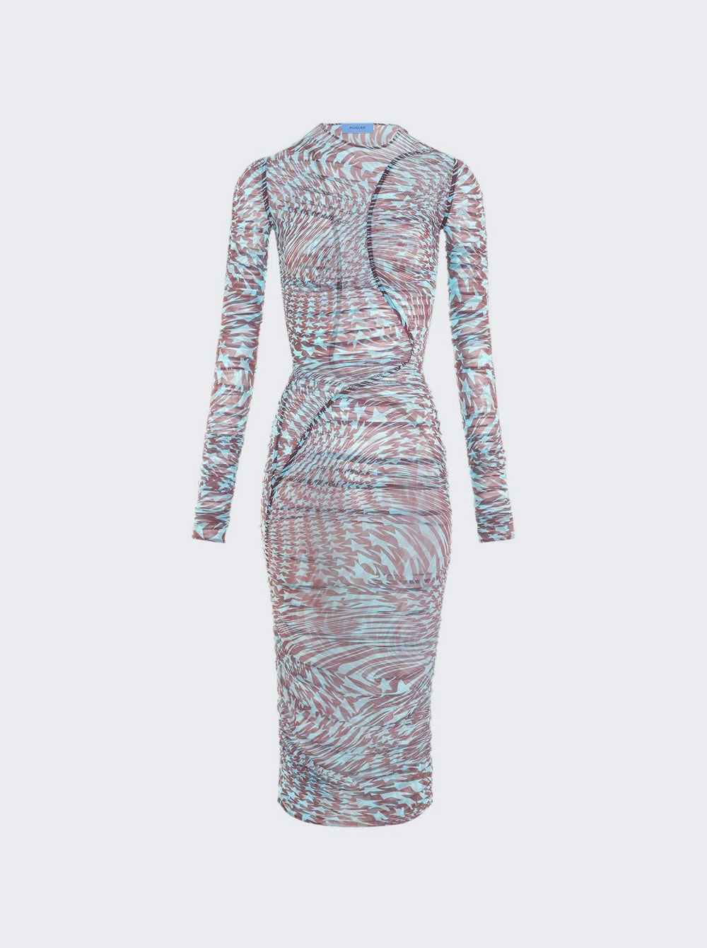 

Платье-сетка со звездами и принтом Mugler, цвет cherry and turquoise