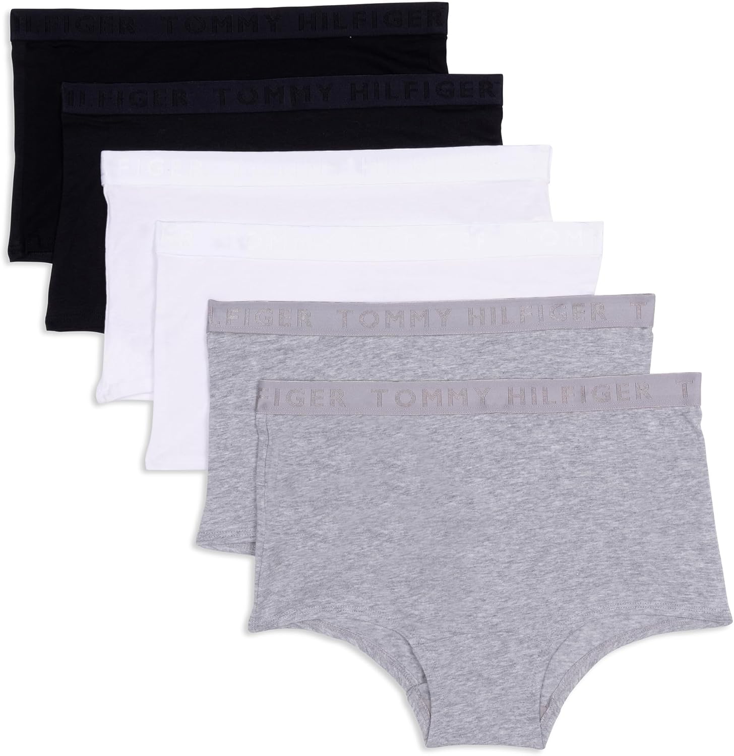 

Женские хлопковые шорты Tommy Hilfiger с логотипом и поясом, упаковка 6 шт., Heather Grey/Bright White/Black