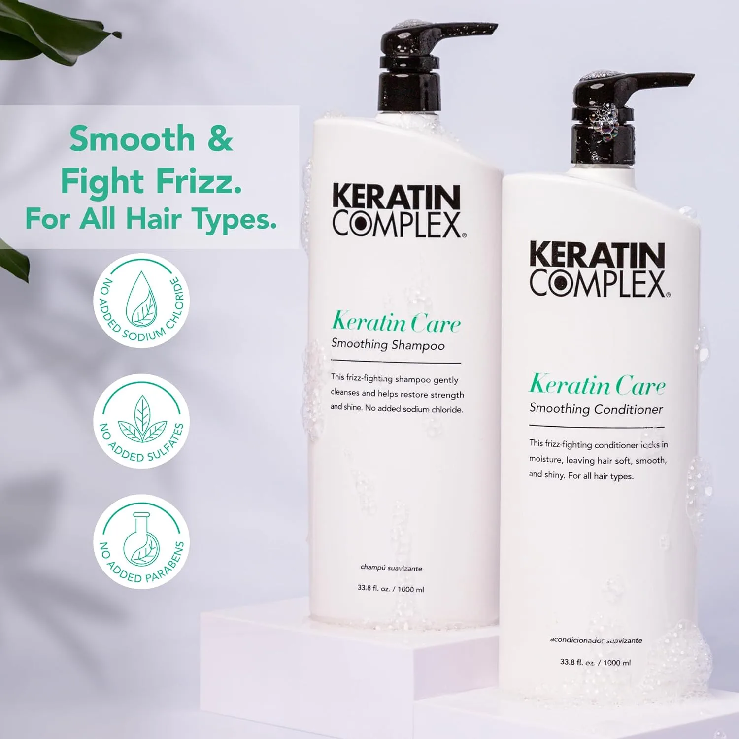 Keratin Complex - Набор из шампуня и кондиционера с кератиновым уходом для разглаживания кожи - по 950 мл каждый. — фото 2