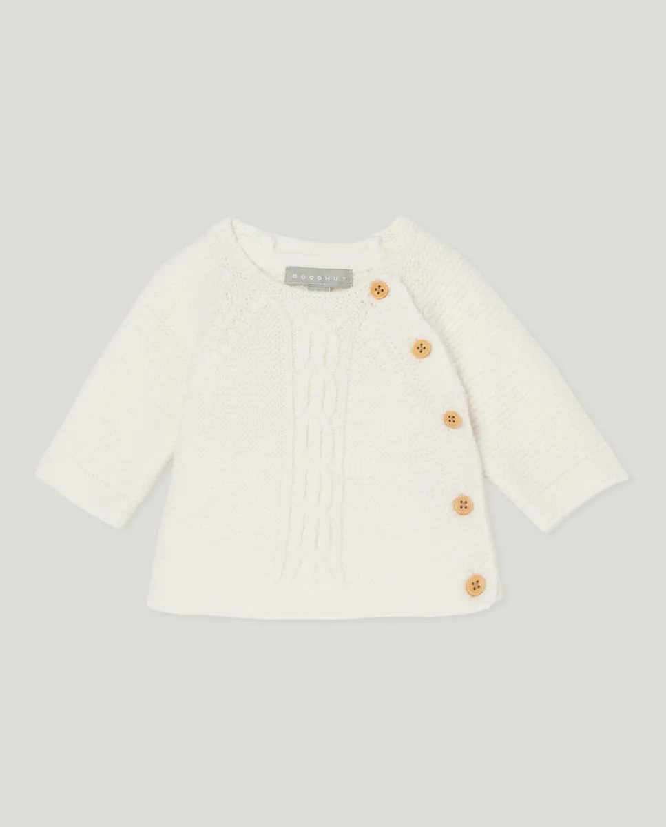 

Детский свитер с круглым вырезом и центральными узорами и боковым разрезом Coconut El Corte Inglés, белый