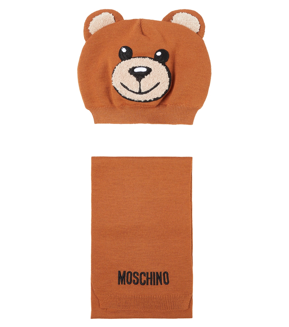 

Шапка и шарф с логотипом Moschino Kids, Marrone Orsetto