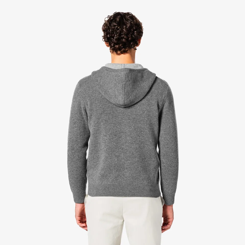 Мужская меланжевая серая худи на молнии из двойной ткани от Lacoste — фото 3