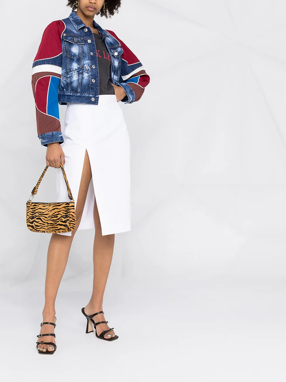 Юбка с завышенной талией и разрезом Dsquared2, белый — фото 2