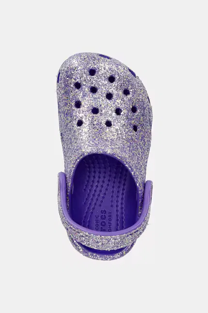 Шлепанцы детские с блестками Classic Fantasy Glitter Clog T Crocs, фиолетовый — фото 4