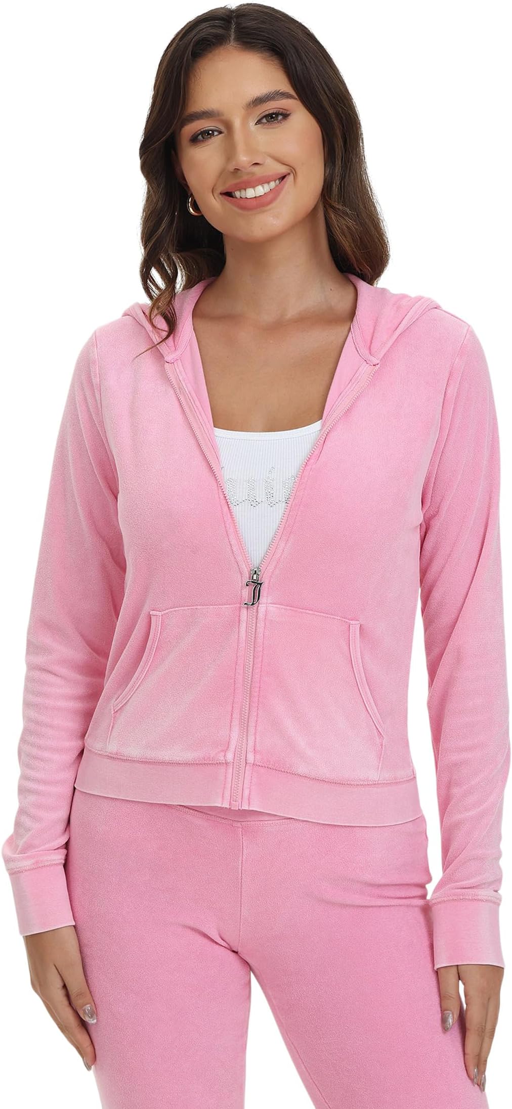 

Толстовка Juicy Couture Garment Washed Heritage Kangaroo Pocket Track, цвет Hot Hot