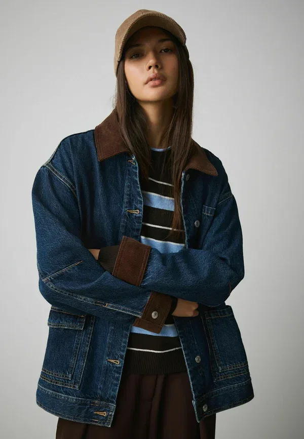 Пальто короткое Next, mid blue denim, синий деним