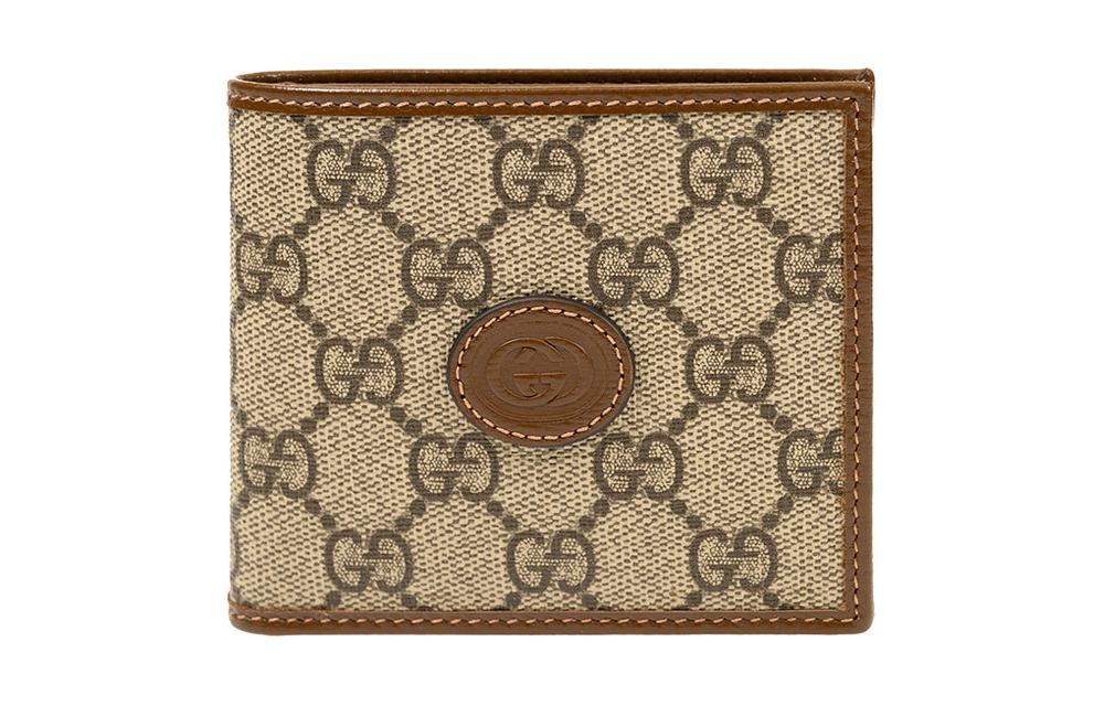 

GUCCI Кожаный бумажник на холсте мужской Ebony/Brown