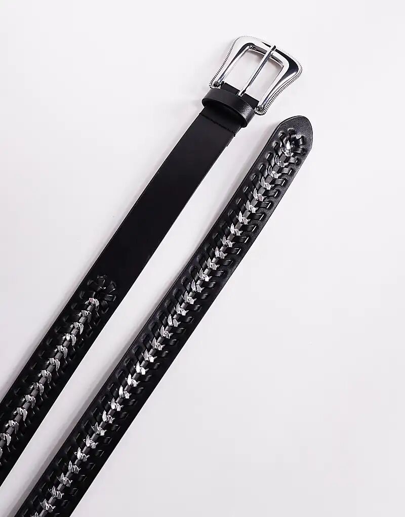 

Ремень в стиле вестерн ASOS DESIGN с цепочкой из черной искусственной кожи
