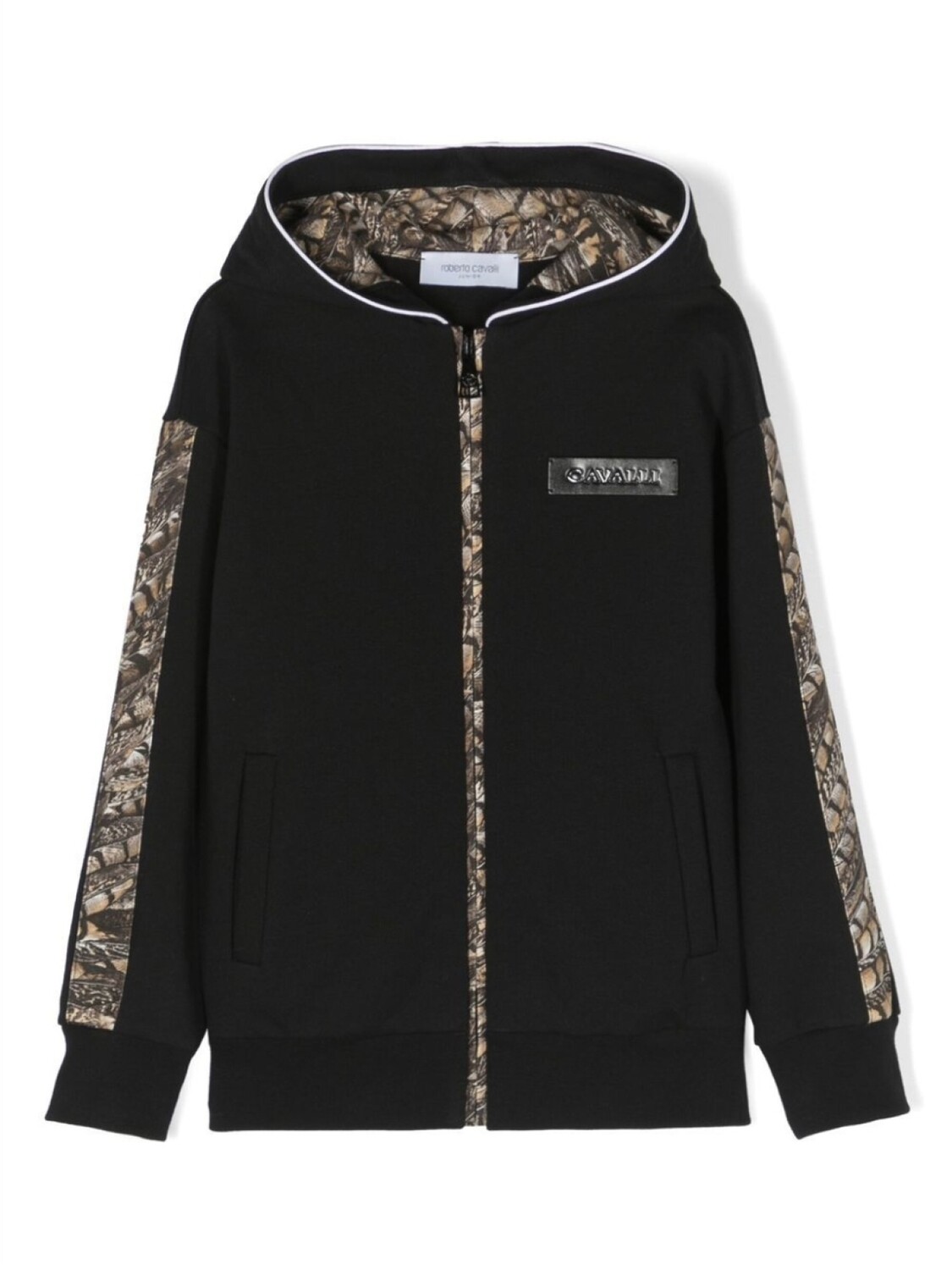 

Худи на молнии с логотипом Roberto Cavalli Junior, черный