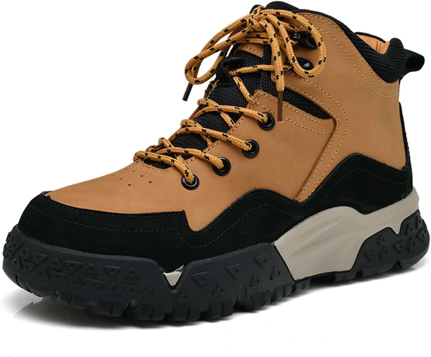 

Мужские ботинки EGGDK из натуральной кожи, противоударные, противоскользящие, для походов, с комфортным круглым носком, шнуровкой, платформой, повседневные ботинки до щиколотки, утепленные мехом, зимние модные ботинки, коричневый