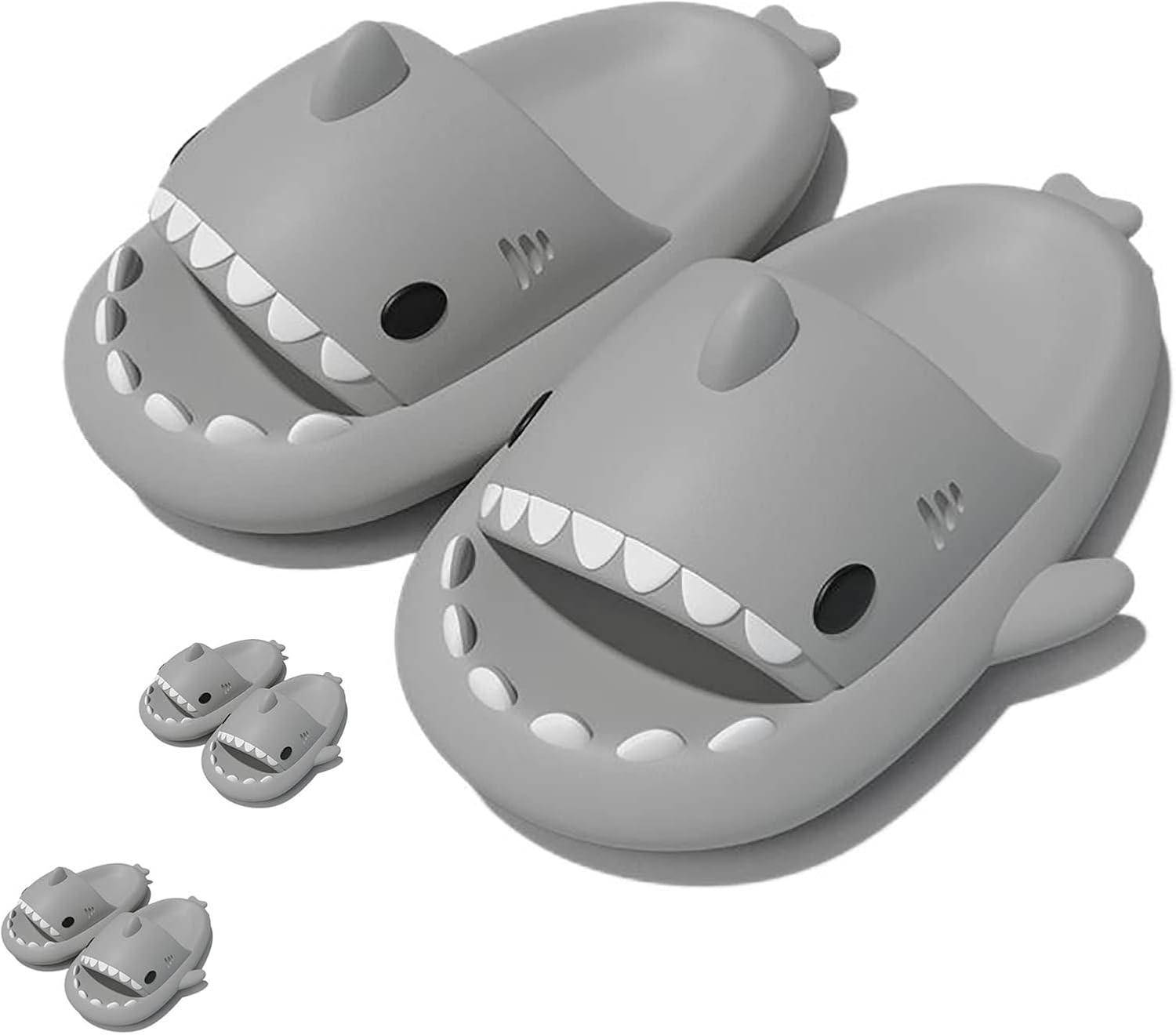 

Шлепанцы с акулами для женщин и мужчин, оригинальные шлепанцы Shark Slides, пляжные и для ванной, шлепанцы с акулой Generic, серый
