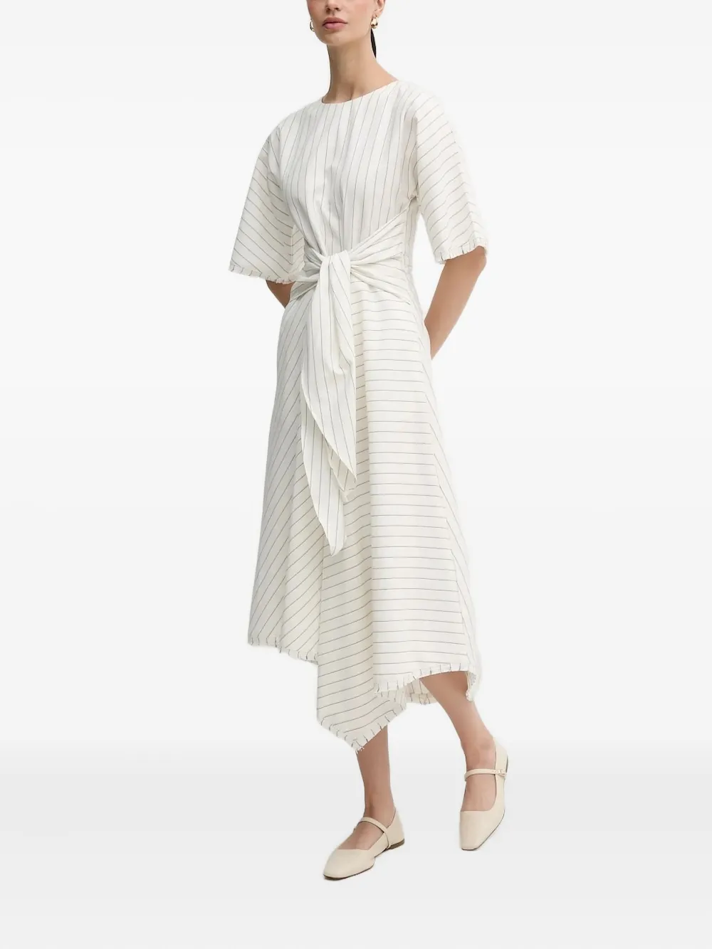 

Платье в тонкую полоску с завязкой спереди Pedro Del Hierro, белый
