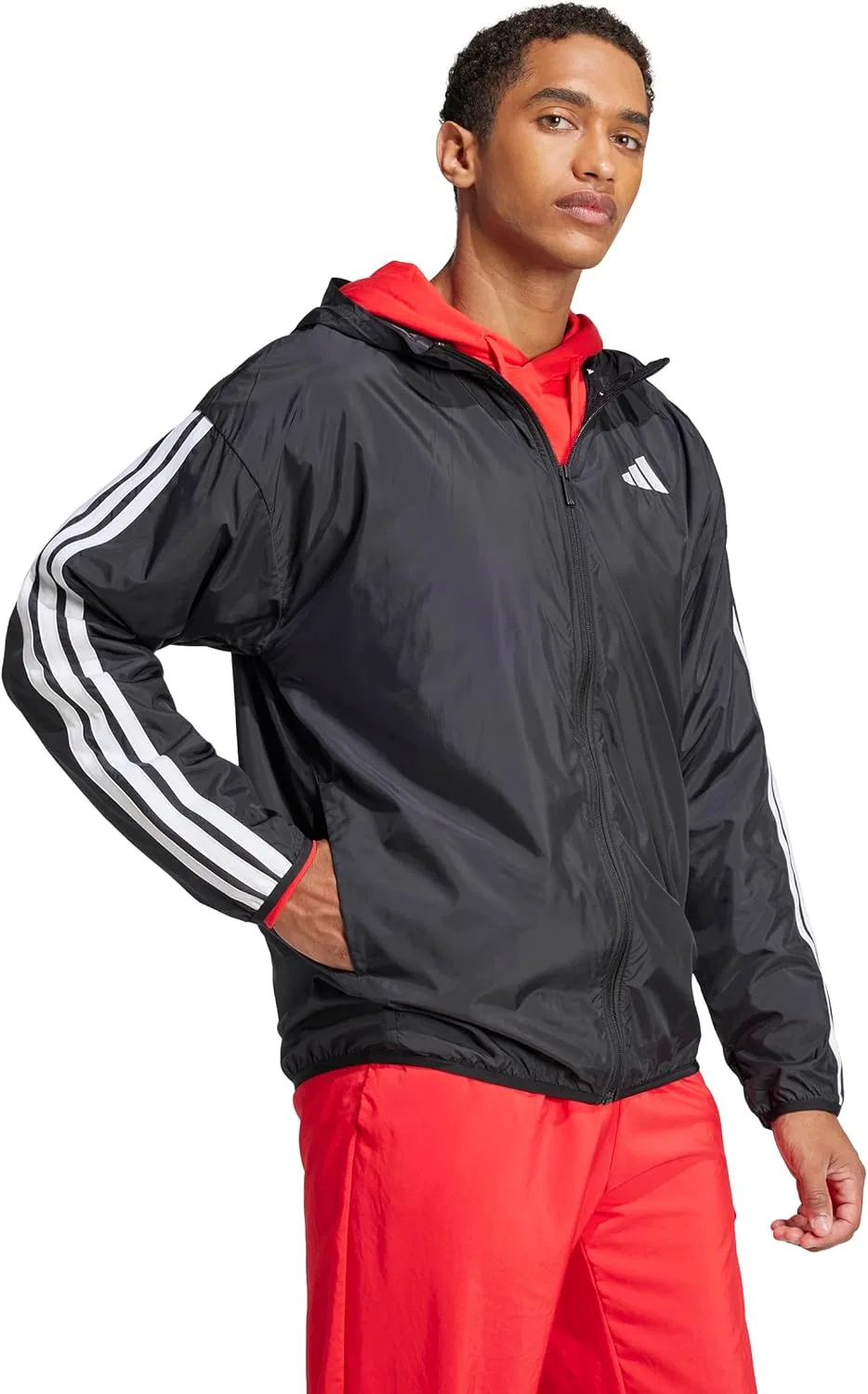 Ветровка Adidas Essentials 3-Stripes, черно-белый — фото 4