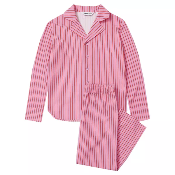 

Комплект пижамы из фланели: топ и брюки Lands' End, цвет candy pink stripe